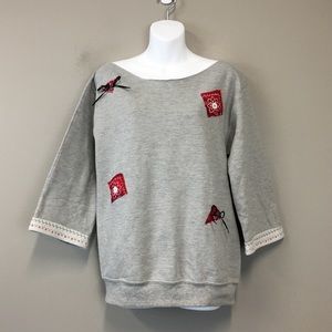 NWOTGray Boat Neck Decorative Stitch Sweatshirt